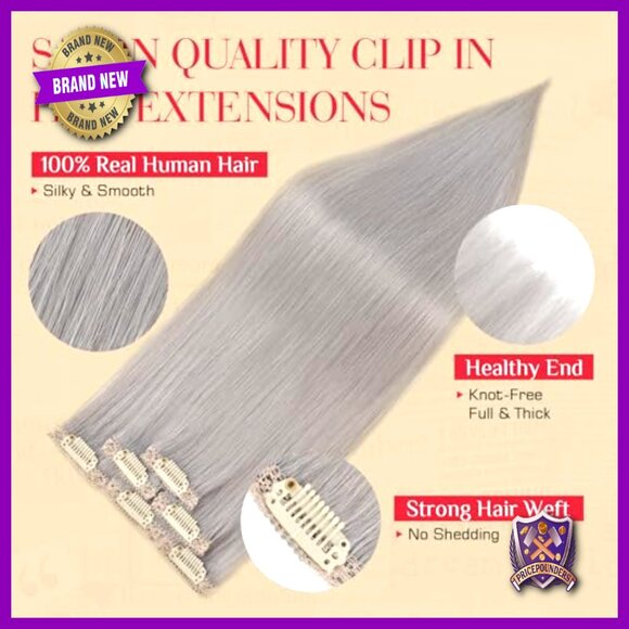 Real Human Hair Clip-In Extensions, 10 Inches, 6 Piece Set, Single Clip Design